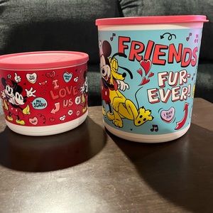 Brand new Tupperware Mickey and Minnie canisters